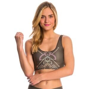 Teeki Crop Top M/L Lover Style Yoga Pilates 7 Crowns Olive Green Anti Microbial